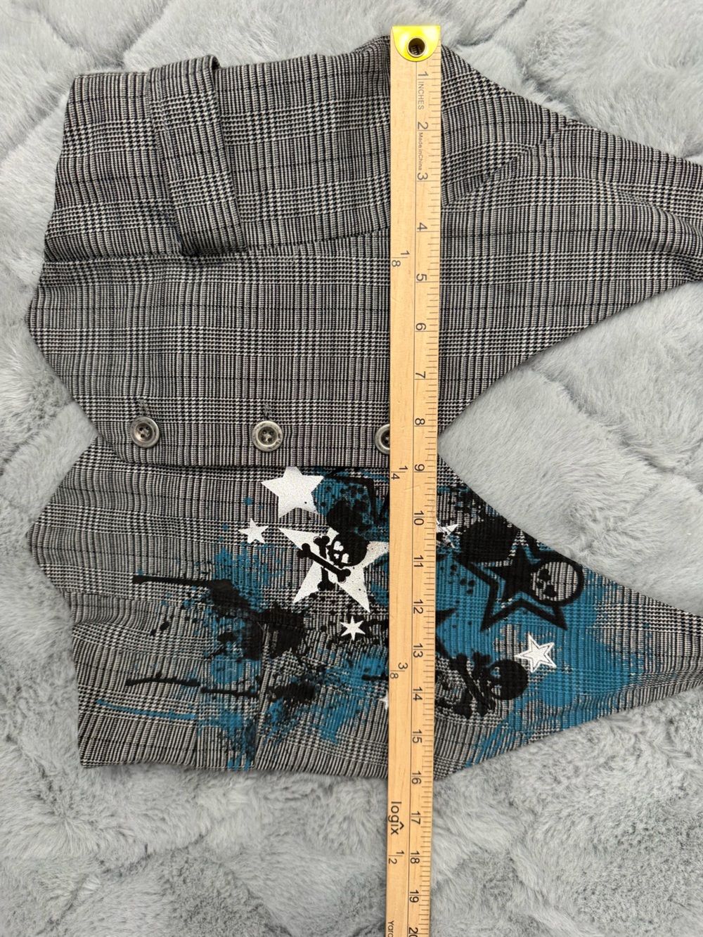 Y2K Plaid Halter Vest Blue Skull Star Graphic Emo Grunge 2000s Vintage - Picture 8 of 11